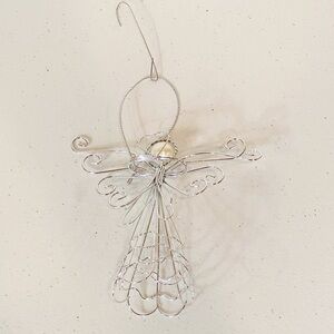 Wire Angel Silver Tone Christmas Holiday Ornament